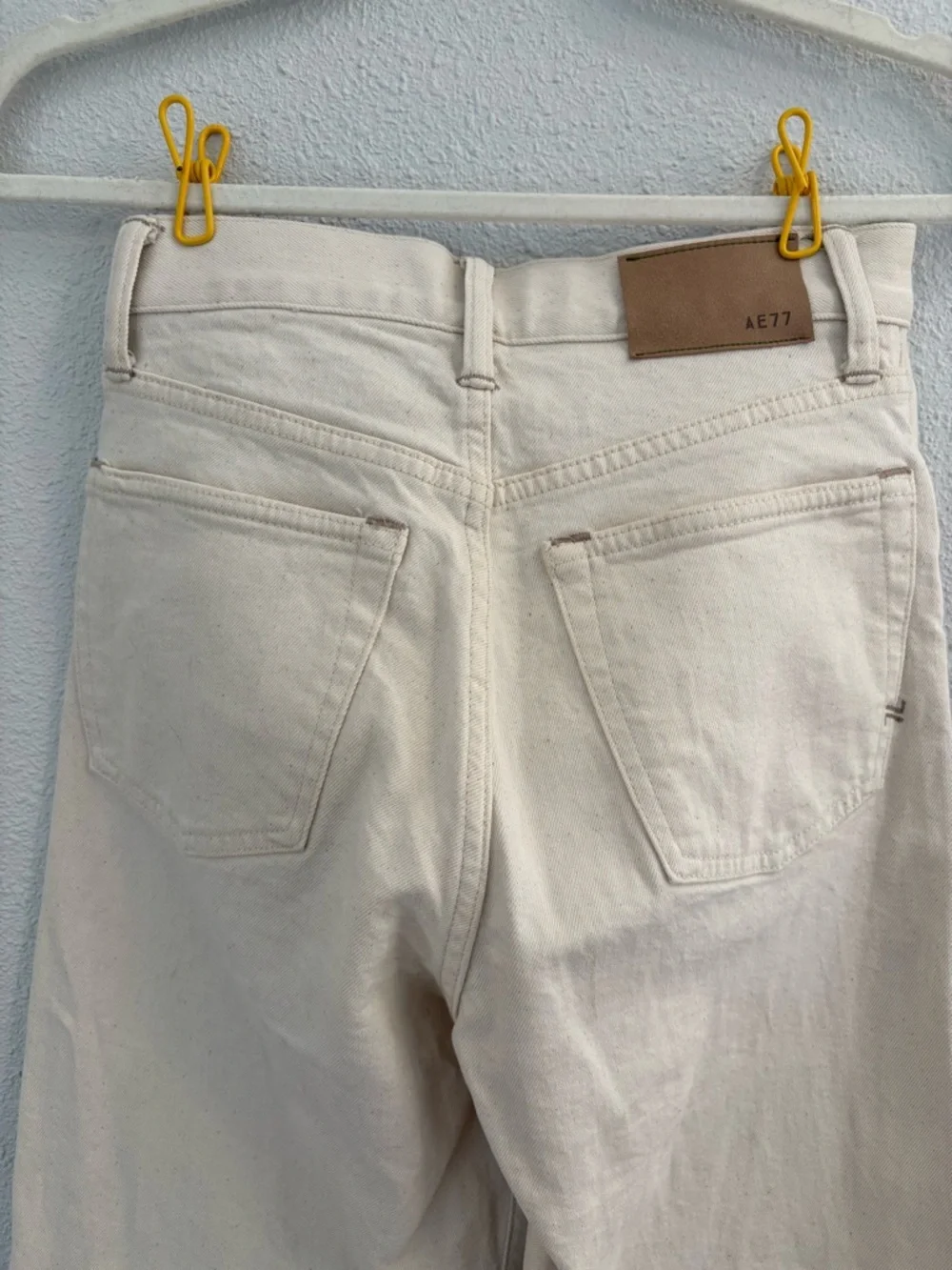 AE77 Cream Stovepipe Selvedge Jeans (size 0 short) American Eagle Premium - Picture 9 of 9